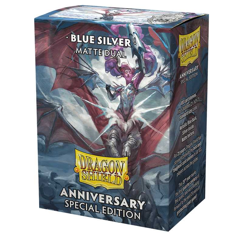 Dragon Shield (Standard size) (100) Protective Sleeves – Special Ed. Blue Silver