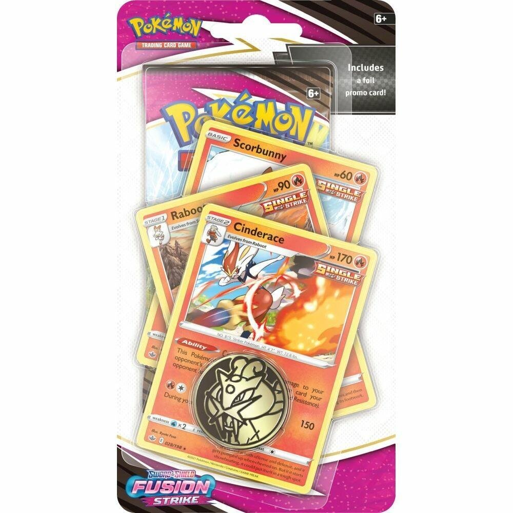 Pokemon: Sword & Shield 8 Fusion Strike Premium Checklane Blister – Cinderace