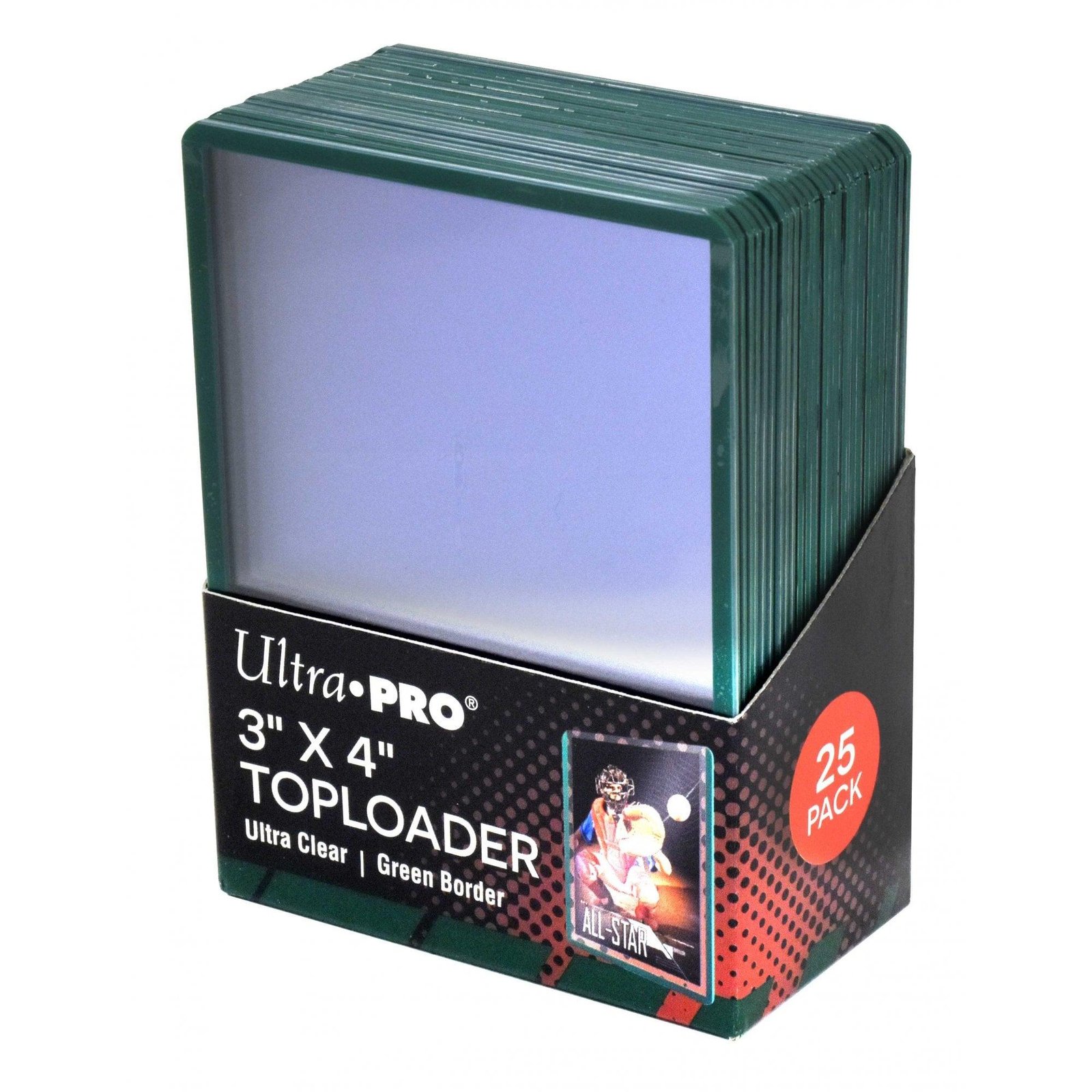 Ultra Pro 3″x4″ Green Border Toploader (x25)