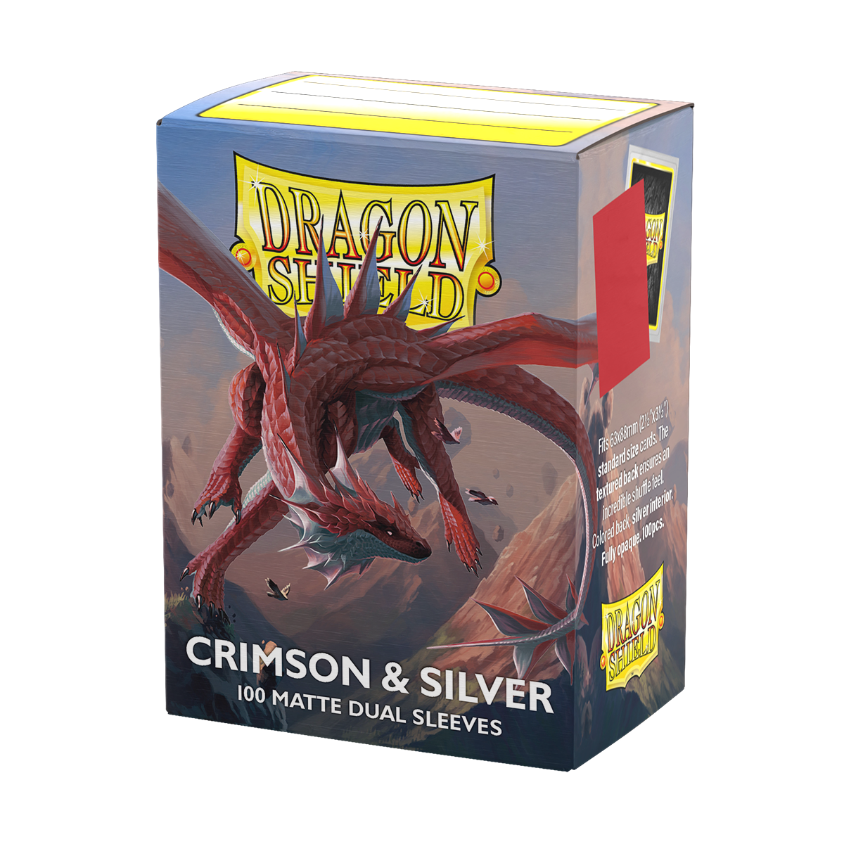 Dragon Shield (Standard size) (100) Protective Sleeves – Dual Matte Crimson & Silver