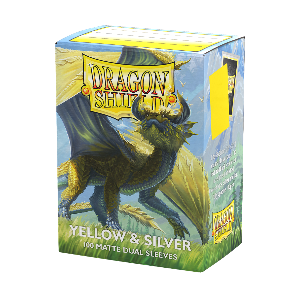 Dragon Shield (Standard size) (100) Protective Sleeves – Dual Matte Yellow & Silver
